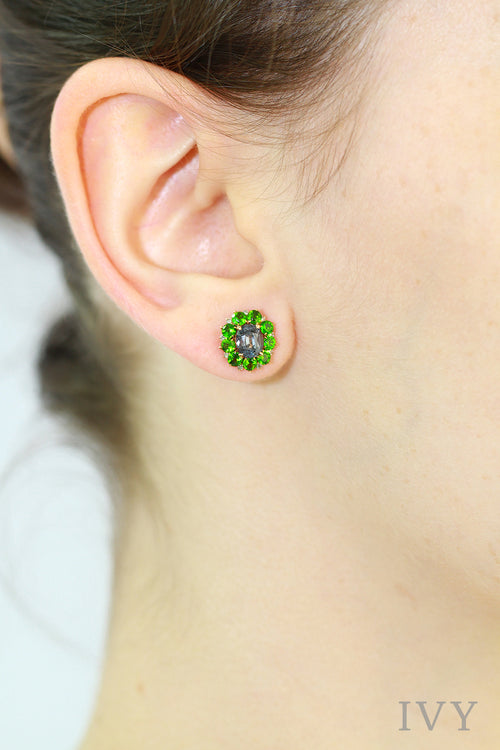 Flowerhead Earrings with Spinel and Diopside