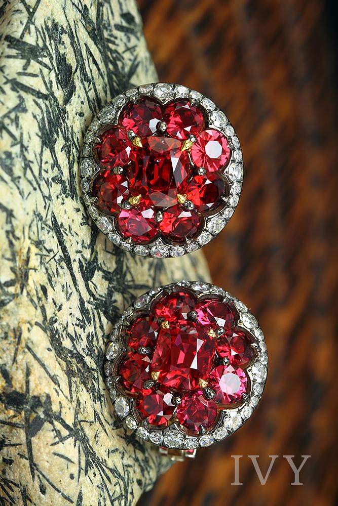 Red Spinel Total Earrings