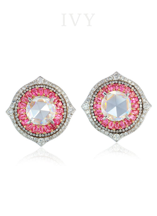 Diamond and Pink Spinel Earrings
