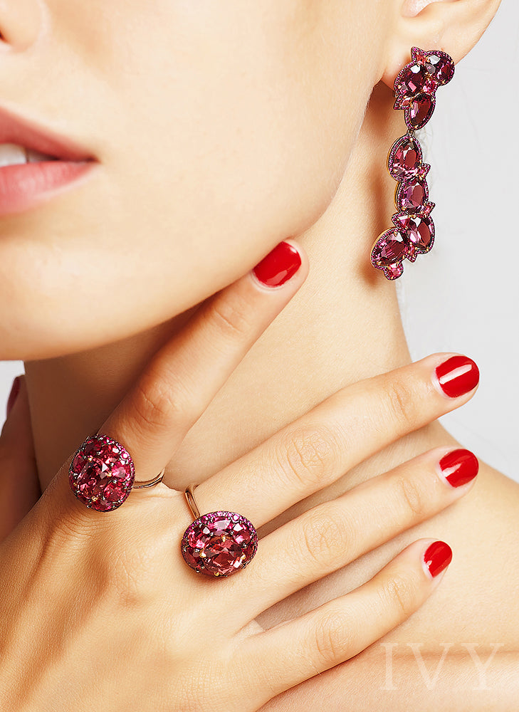 Red Spinel and Ruby Earrings