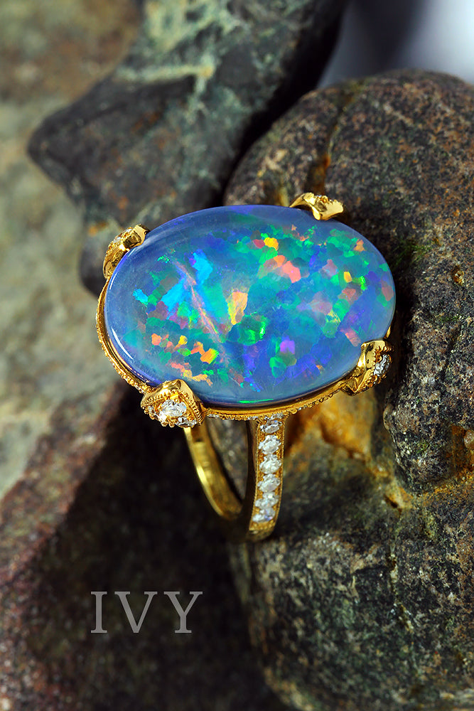 blue fire opal ring