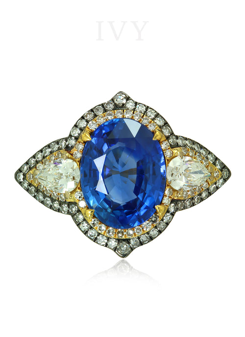 Ceylon Blue Sapphire and Diamond Ring