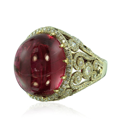 Rubellite Cabochon and Diamond Ring – IVY New York