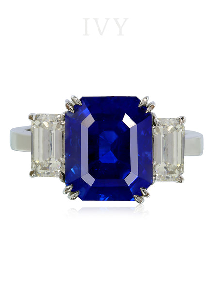 Blue Sapphire and Diamond Ring