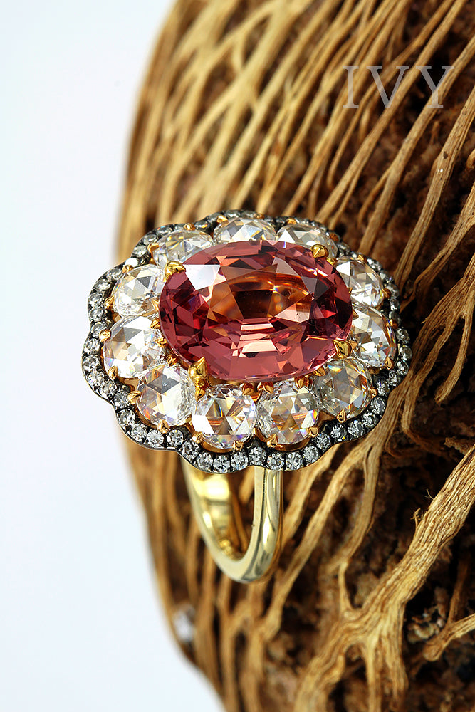 Spinel and Diamond Ring