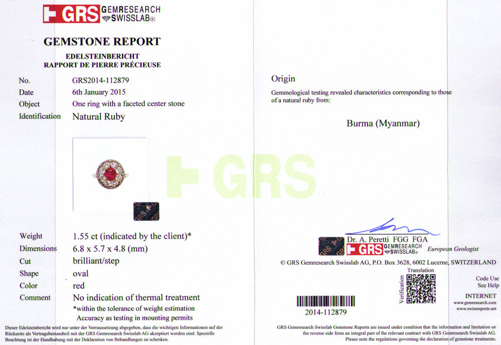 Burma Ruby and Diamond Ring