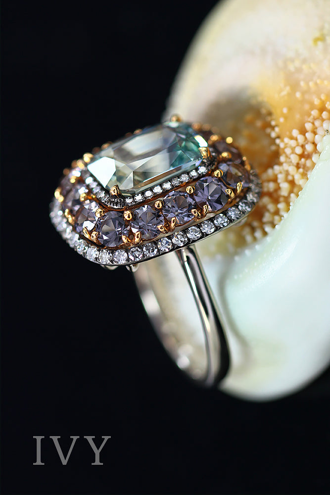 Grey Spinel and Diamond Valencia Ring