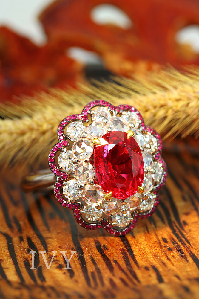 Burma Red Spinel and Ruby Ring