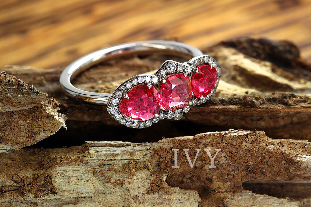 Red Spinels and diamond ring