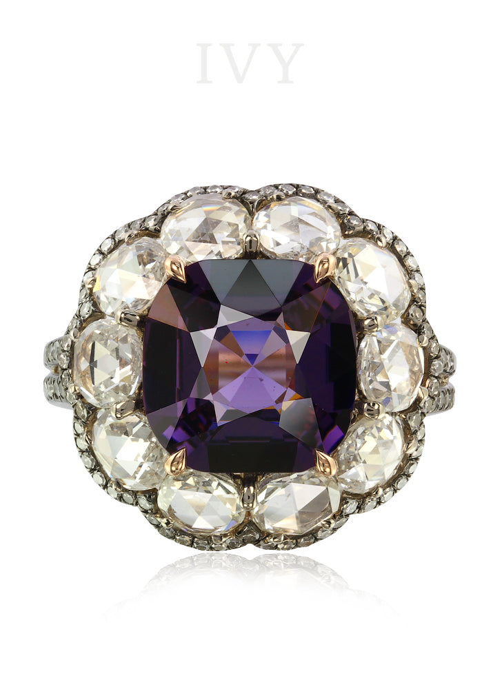 Spinel and Diamond Ring