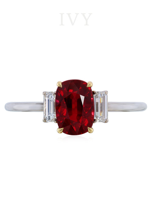 Yellow gold ruby engagement rings