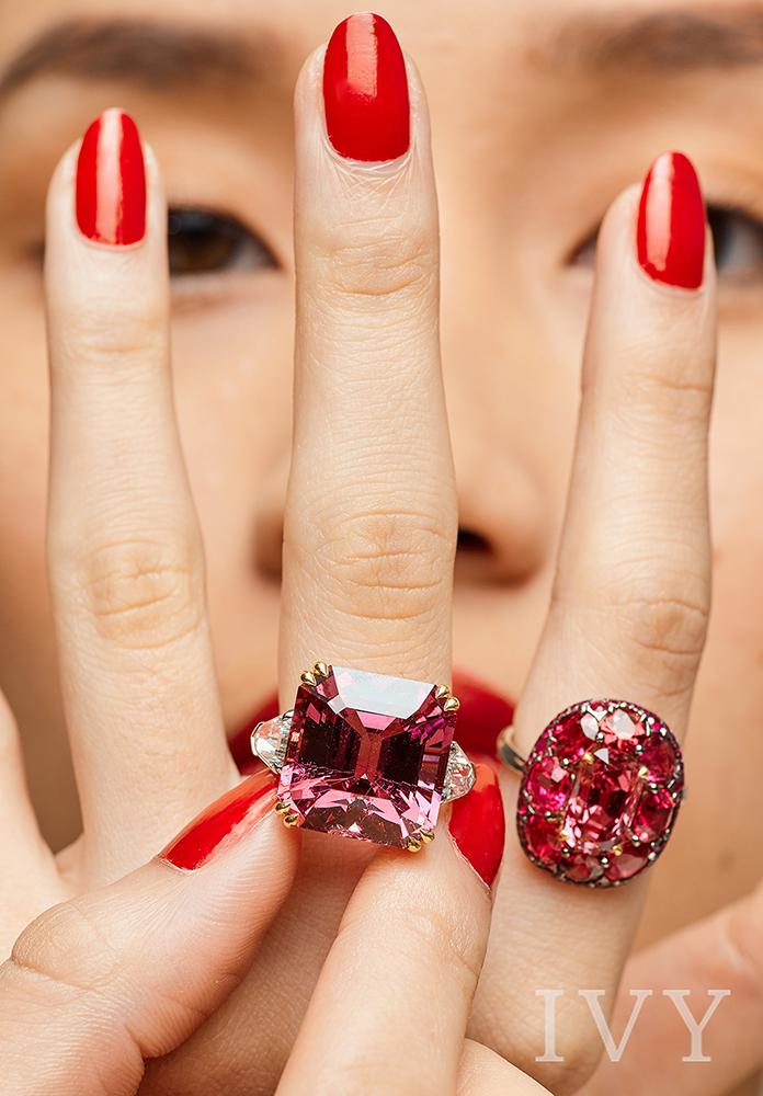 Pink Spinel and Ruby Ring