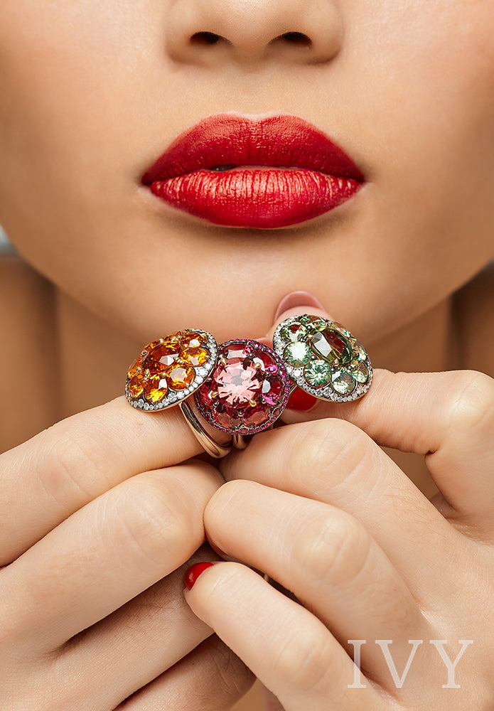Red Spinel and Ruby Disco Ring
