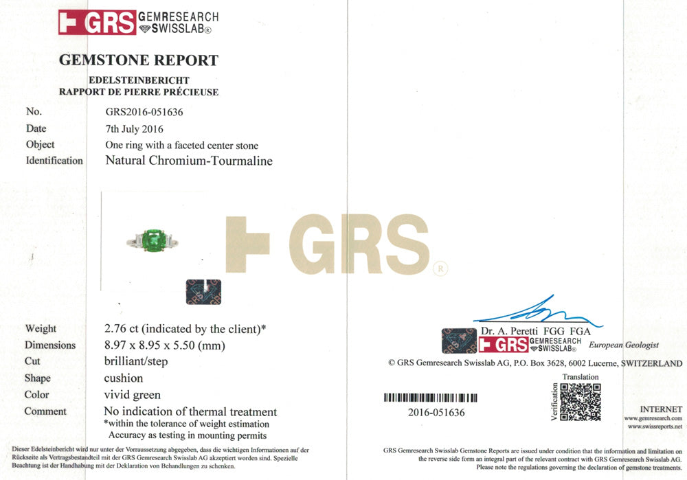 Chrome Tourmaline and Diamond Ring