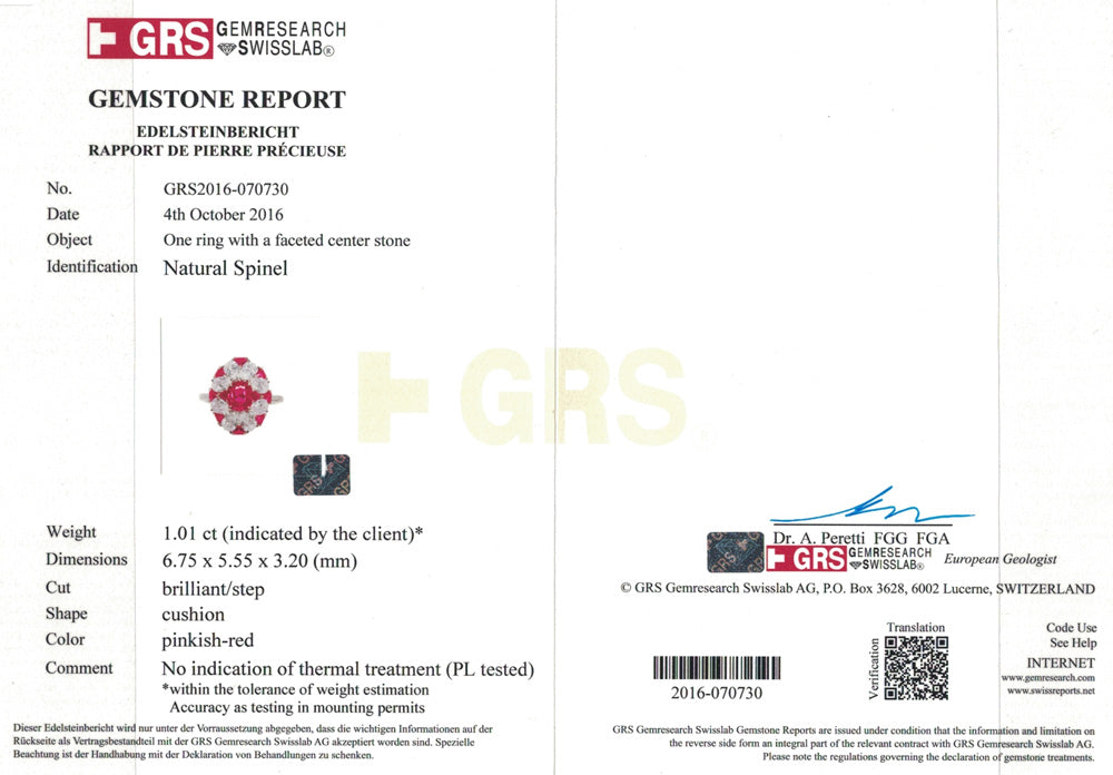 Red Spinel and Diamond Ring