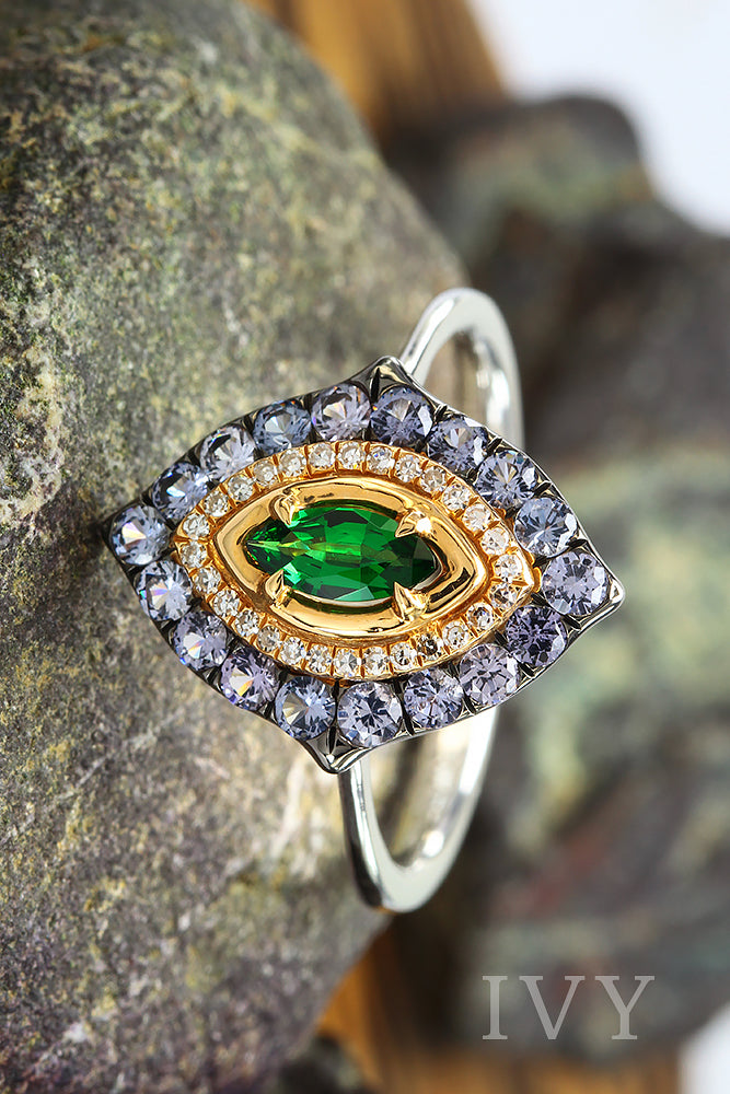 Custom Green Tsavorite And Diamond Engagement Ring #102963 - Seattle  Bellevue | Joseph Jewelry
